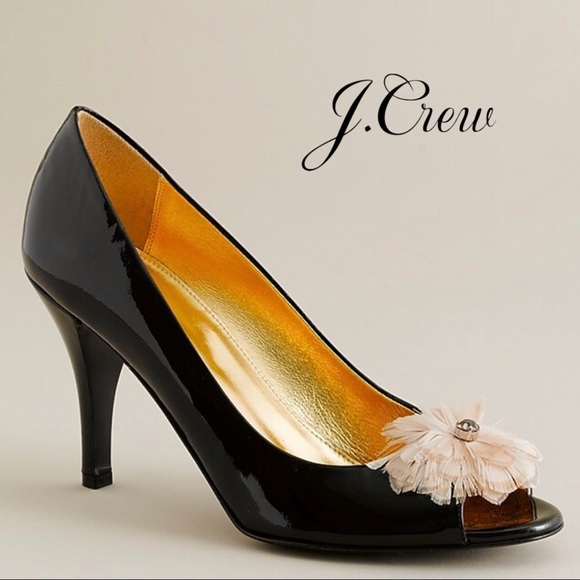 J. Crew Shoes - J. Crew Collection Bailey feather patent peep toes